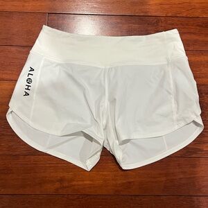 Lululemon Speed Up Short Long White Sz. 6 RARE Aloha Print